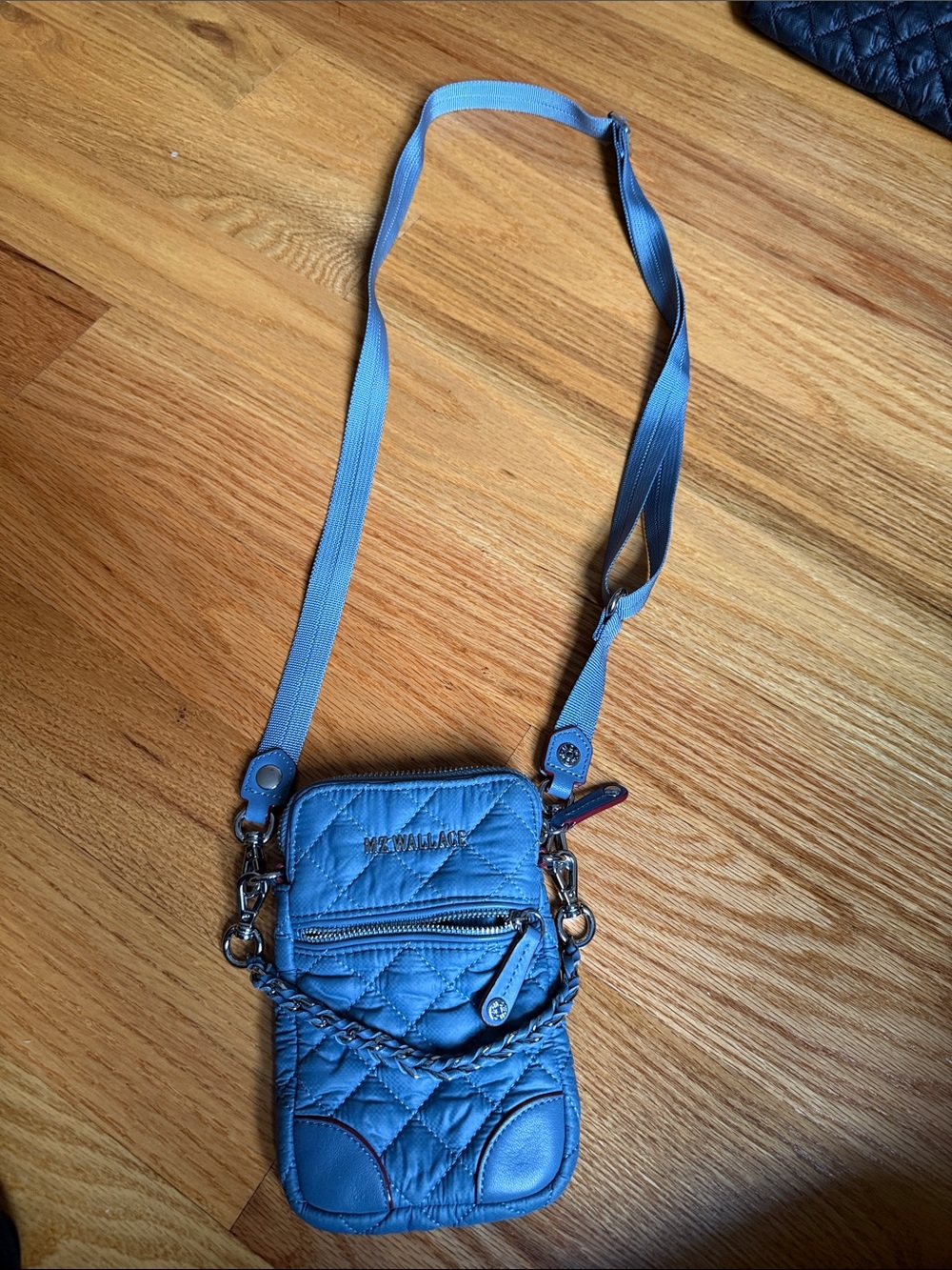 MZ Wallace Micro Crosby Crossbody blue-grey Nylon Silver Hardware